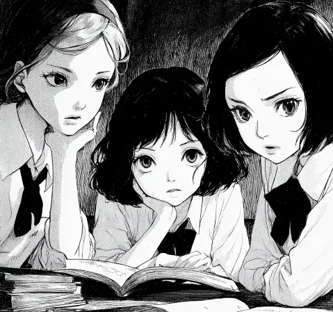 恋爱题材漫画场景，两人在夕阳下并肩
